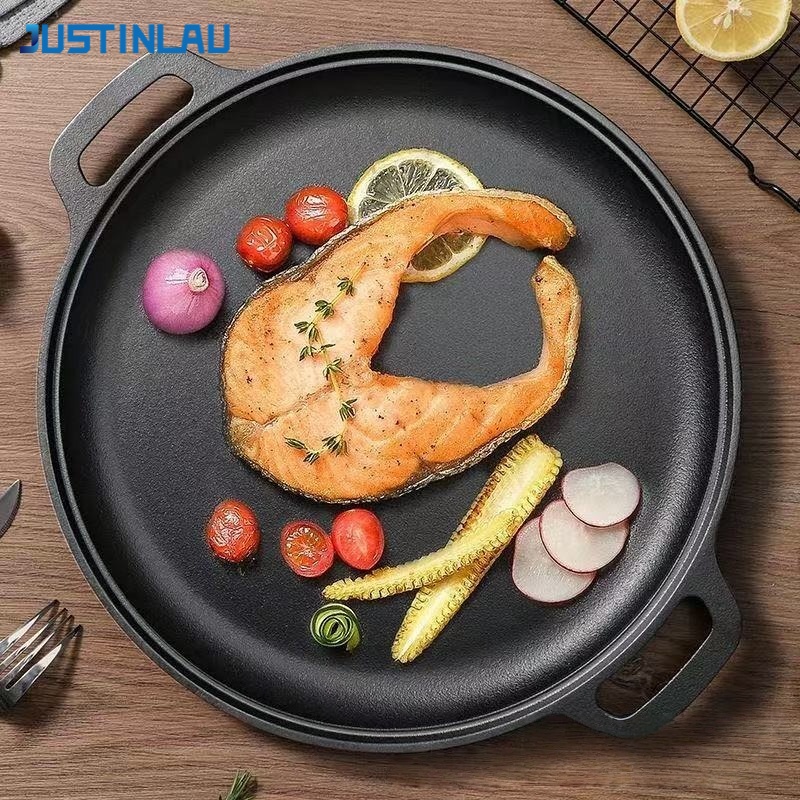 Electric Griddle Pancake - JUSTINLAU Patelnia z dwoma uchwytami, żeliwna,